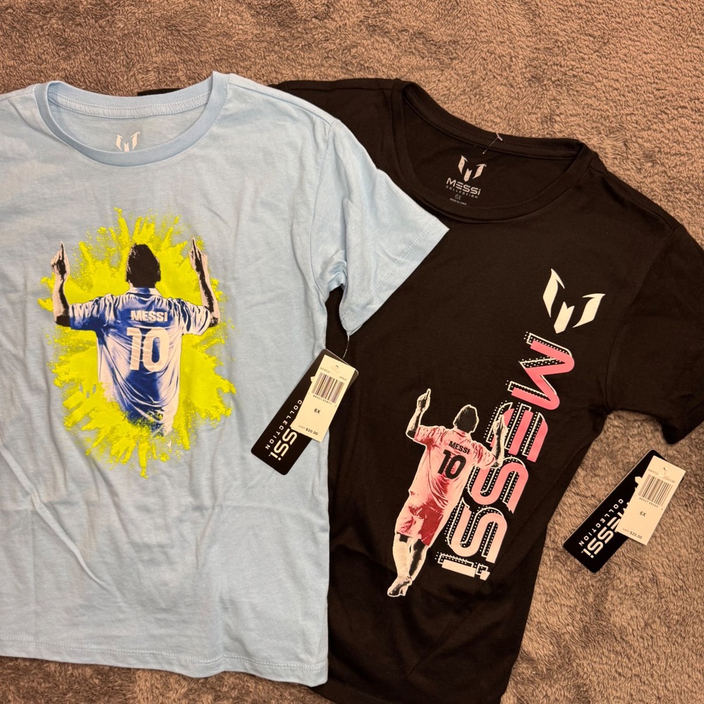 Messi Collection Kids Graphic T-Shirt Bundle 2pk Blue Black Size 6X NWT